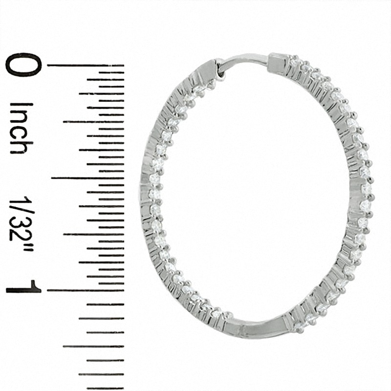Main Image 2 of Previously Owned - 1-1/2 CT. T.W. Diamond Inside-Out Hoop Earrings in 14K White Gold