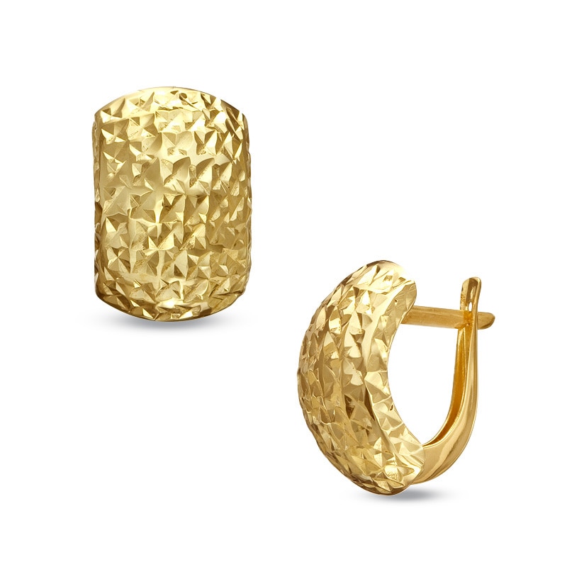 Main Image 1 of Previously Owned - Diamond-Cut Textured Hoop Earrings in 14K Gold
