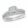 Thumbnail Image 1 of Previously Owned - Celebration 102® 1-1/5 CT. T.W. Princess-Cut Diamond Bridal Set in 18K White Gold (I/SI2)