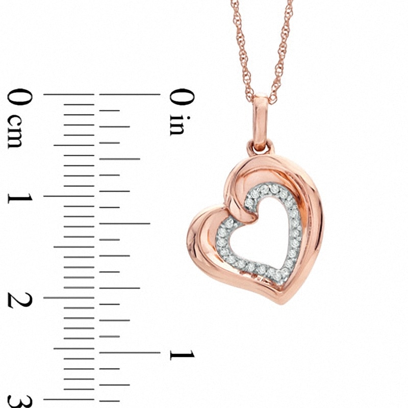 Main Image 2 of Previously Owned -  1/10 CT. T.W. Diamond Tilted Heart Pendant in 10K Rose Gold