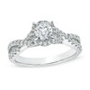 Thumbnail Image 1 of Previously Owned - Celebration Lux® 1 CT. T.W. Diamond Frame Twist Shank Engagement Ring in 14K White Gold (I/SI2)