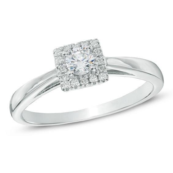 Previously Owned - 1/3 CT. T.w. Diamond Square Frame Engagement Ring in 10K White Gold