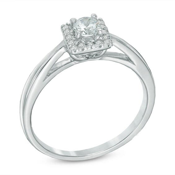 Previously Owned - 1/3 CT. T.w. Diamond Square Frame Engagement Ring in 10K White Gold