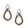 Thumbnail Image 1 of Previously Owned - 1/4 CT. T.W. Champagne and White Diamond Double Drop Earrings in 10K Rose Gold