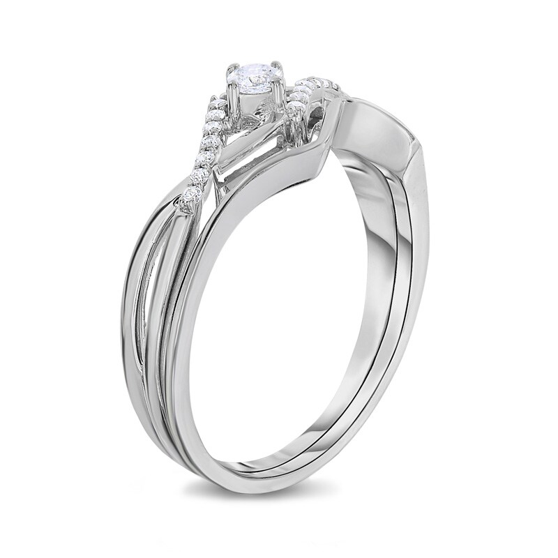 Main Image 2 of Previously Owned - 1/6 CT. T.W. Diamond Twist Bridal Set in 10K White Gold