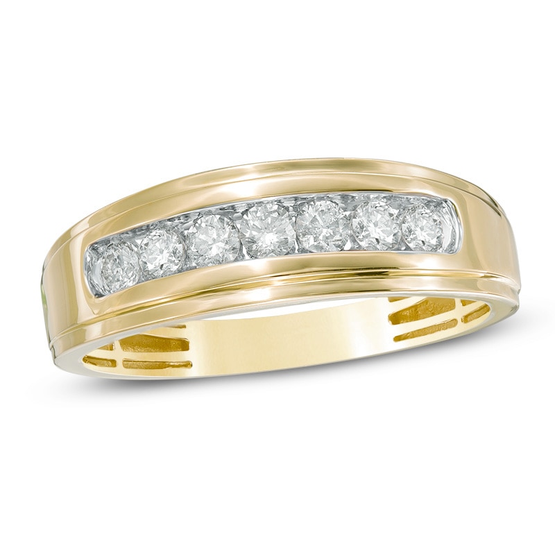 Main Image 1 of Previously Owned - 1/3 CT. T.W. Diamond Seven Stone Step Edge Anniversary Band in 10K Gold