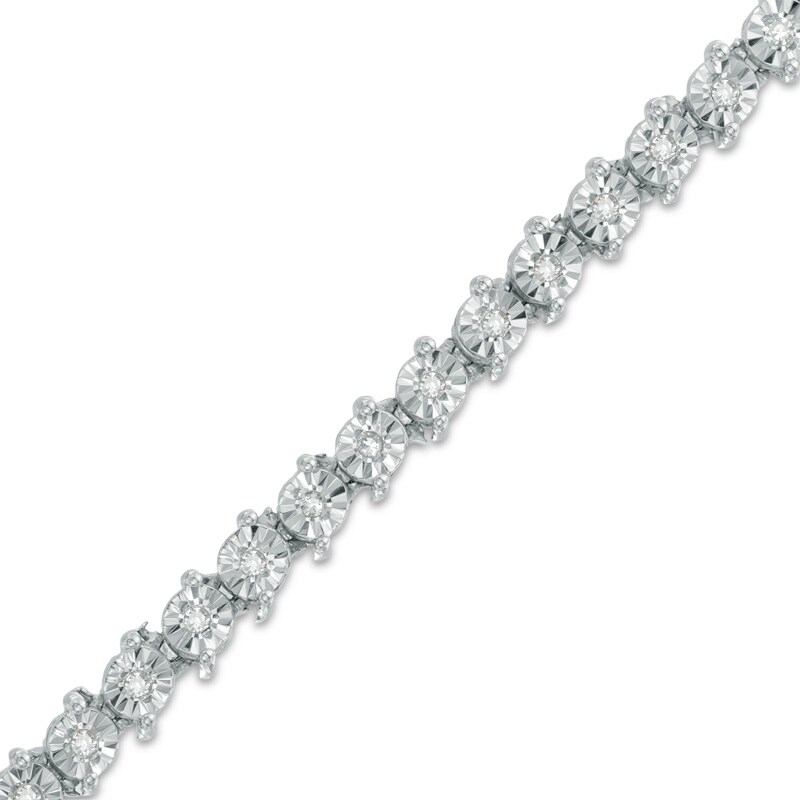 Main Image 1 of Previously Owned - 1/2 CT. T.W. Diamond Tennis Bracelet in Sterling Silver - 7.25"