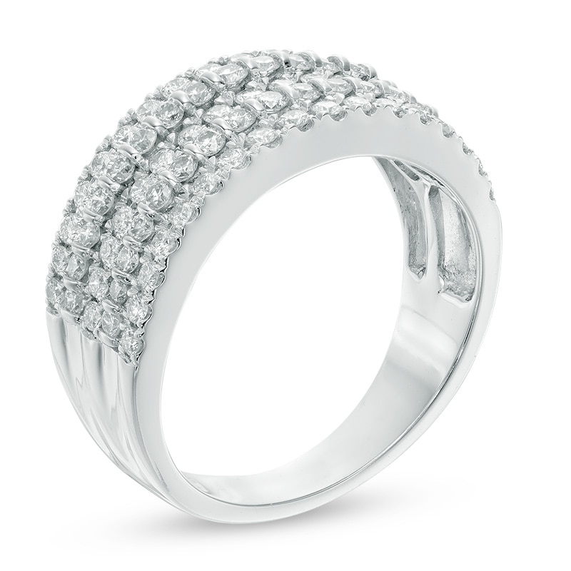 Main Image 2 of Previously Owned - 1 CT. T.W. Diamond Five Row Band in 14K White Gold (I/SI2)