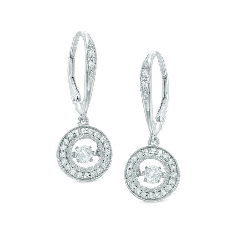 Main Image 1 of Previously Owned - 3/8 CT. T.W. Diamond Frame Drop Earrings in 10K White Gold