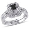 Thumbnail Image 1 of Previously Owned - 5/8 CT. T.W. Enhanced Black and White Princess-Cut Diamond Octagonal Bridal Set in 10K White Gold