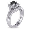 Thumbnail Image 2 of Previously Owned - 5/8 CT. T.W. Enhanced Black and White Princess-Cut Diamond Octagonal Bridal Set in 10K White Gold