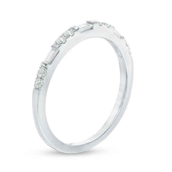 Previously Owned - 1/4 CT. T.w. Baguette and Round Diamond Anniversary Band in 14K White Gold