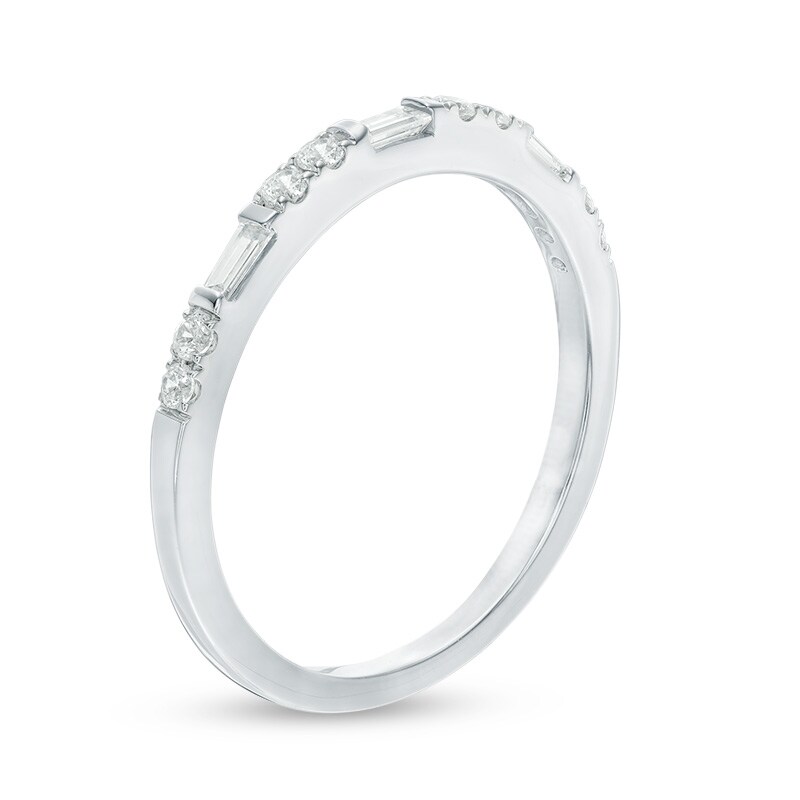 Main Image 2 of Previously Owned - 1/4 CT. T.W. Baguette and Round Diamond Anniversary Band in 14K White Gold