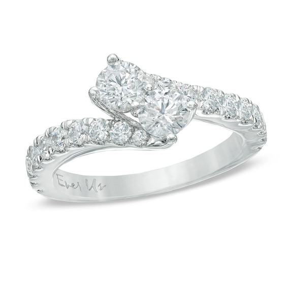 Previously Owned 1 CT. T.w. Two-Stone Diamond Bypass Anniversary Band in 14K White Gold