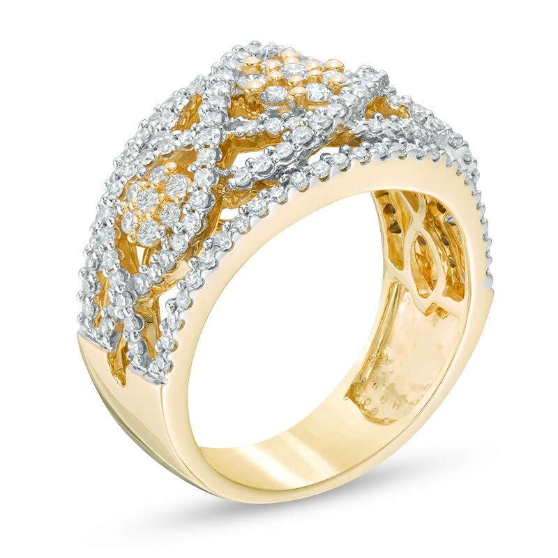 Main Image 2 of Previously Owned - 1 CT. T.W. Composite Diamond Flower Ring in 10K Gold