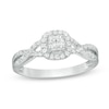 Thumbnail Image 0 of Previously Owned - 1/2 CT. T.W. Princess-Cut Diamond Frame Twist Engagement Ring in 14K White Gold