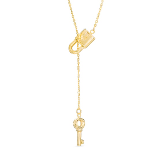 Previously Owned - Lock and Key Lariat Necklace in 10K Gold