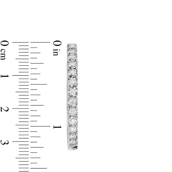 Previously Owned - 1 CT. T.w. Diamond Hoop Earrings in 10K White Gold