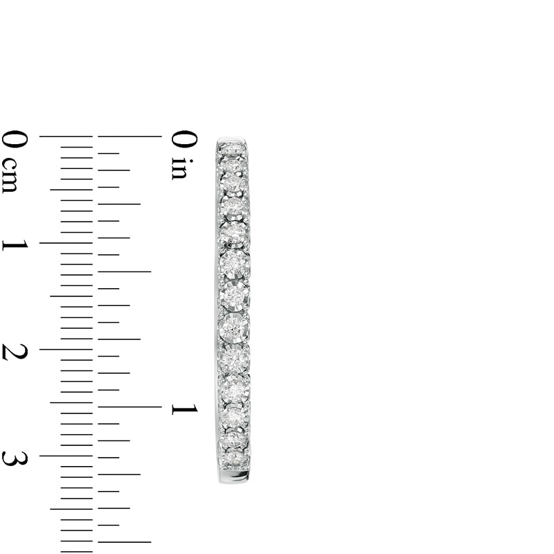 Main Image 2 of Previously Owned - 1 CT. T.W. Diamond Hoop Earrings in 10K White Gold