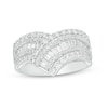 Thumbnail Image 1 of Previously Owned - 1 CT. T.W. Baguette and Round Diamond Chevron Ring in 10K White Gold