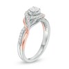 Thumbnail Image 2 of Previously Owned - 3/8 CT. T.W. Diamond Frame Twist Engagement Ring in 14K Two-Tone Gold