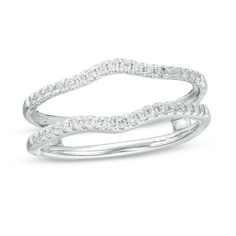 Main Image 1 of Previously Owned - 1/4 CT. T.W. Diamond Contour Ribbon Solitaire Enhancer in 14K White Gold