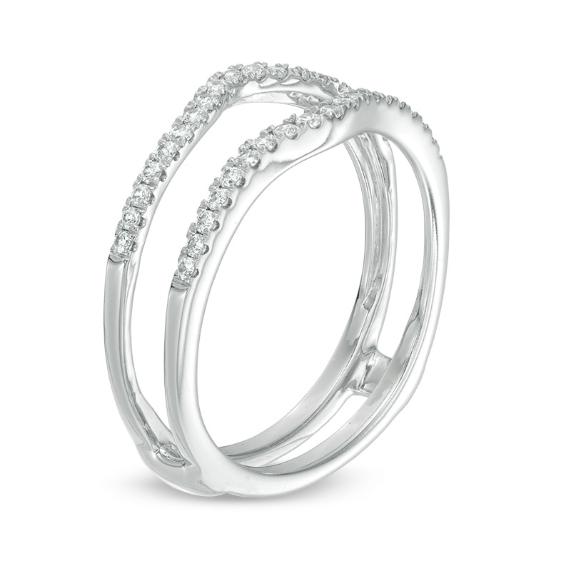 Main Image 2 of Previously Owned - 1/4 CT. T.W. Diamond Contour Ribbon Solitaire Enhancer in 14K White Gold