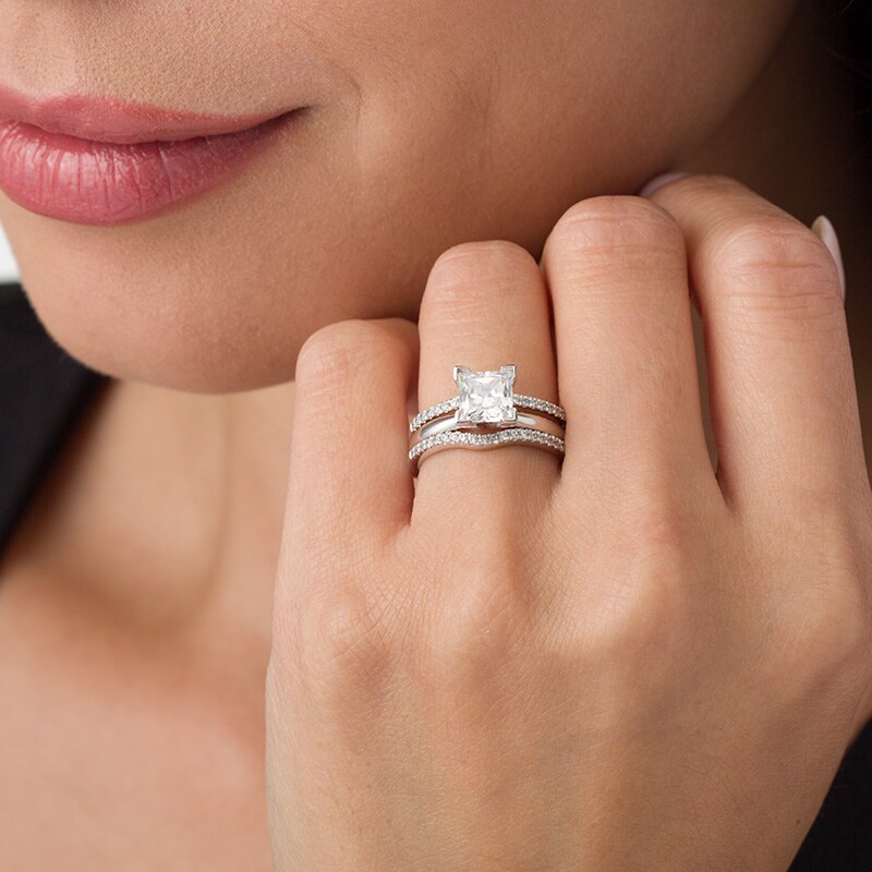 Main Image 3 of Previously Owned - 1/4 CT. T.W. Diamond Contour Ribbon Solitaire Enhancer in 14K White Gold