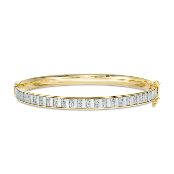 Previously Owned - Glitter Enamel Striped Bangle in 14K Gold