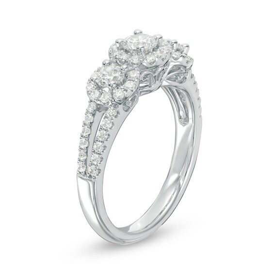 Previously Owned - 1 CT. T.w. Diamond Past Present FutureÂ® Frame Loop Shank Engagement Ring in 14K White Gold