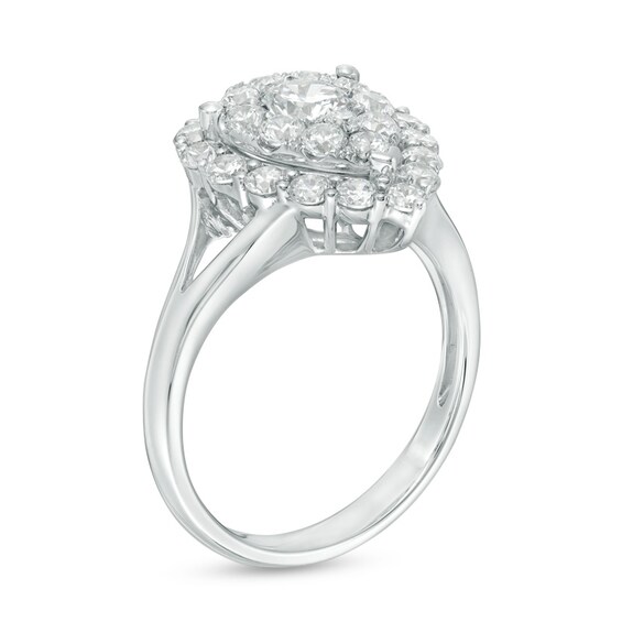 Previously Owned - 1-1/3 CT. T.w. Diamond Double Pear-Shaped Frame Engagement Ring in 14K White Gold