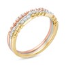 Thumbnail Image 3 of Previously Owned - 1/6 CT. T.W. Diamond and Beaded Three Piece Stackable Band Set in 10K Tri-Tone Gold