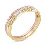 Thumbnail Image 2 of Previously Owned - 1/6 CT. T.W. Diamond and Beaded Three Piece Stackable Band Set in 10K Tri-Tone Gold