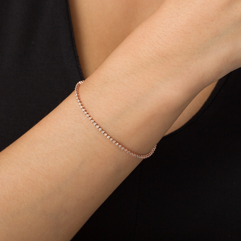 Main Image 2 of Previously Owned - 1 CT. T.W. Diamond Tennis Bracelet in 10K Rose Gold