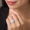 Thumbnail Image 2 of Previously Owned - 1 CT. T.W. Baguette and Round Diamond Multi-Row Wave Anniversary Ring in 10K White Gold