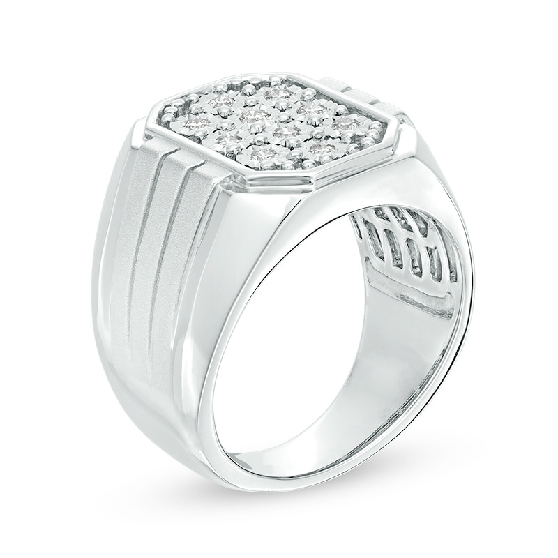 Main Image 2 of Previously Owned - 1/4 CT. T.W. Composite Diamond Signet Ring in Sterling Silver