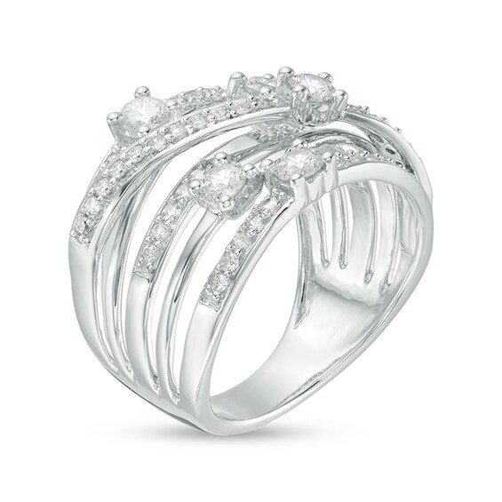Previously Owned - 1 CT. T.w. Diamond Multi-Row Orbit Ring in 10K White Gold