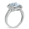 Thumbnail Image 2 of Previously Owned - 8.0mm Cushion-Cut Aquamarine and 1/4 CT. T.W. Diamond Frame Ring in Sterling Silver