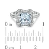 Thumbnail Image 3 of Previously Owned - 8.0mm Cushion-Cut Aquamarine and 1/4 CT. T.W. Diamond Frame Ring in Sterling Silver