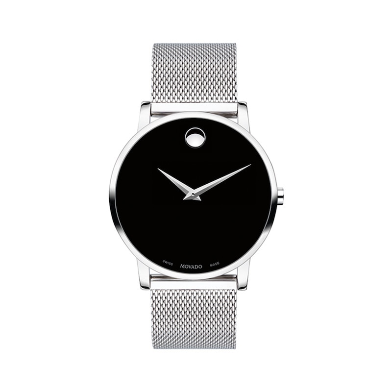 Main Image 1 of Previously Owned - Men's Movado Museum® Classic Mesh Watch with Black Dial (Model: 0607219)