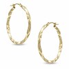 Thumbnail Image 1 of Previously Owned - 30.0mm Square Twist Hoop Earrings in 14K Gold