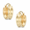 Thumbnail Image 1 of Previously Owned - 15.0mm Polished Ribbed Hoop Earrings in 14K Gold