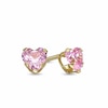 Thumbnail Image 1 of Previously Owned - Child's 4.0mm Heart-Shaped Pink Crystal Stud Earrings in 14K Gold