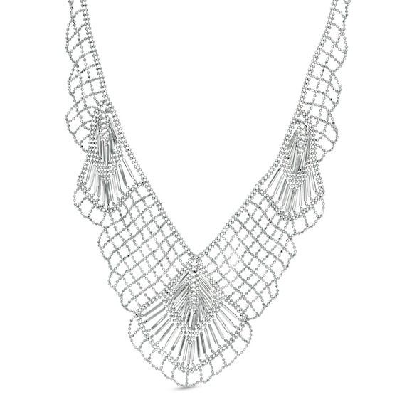 Previously Owned - Beaded Mesh Necklace in Sterling Silver - 17"