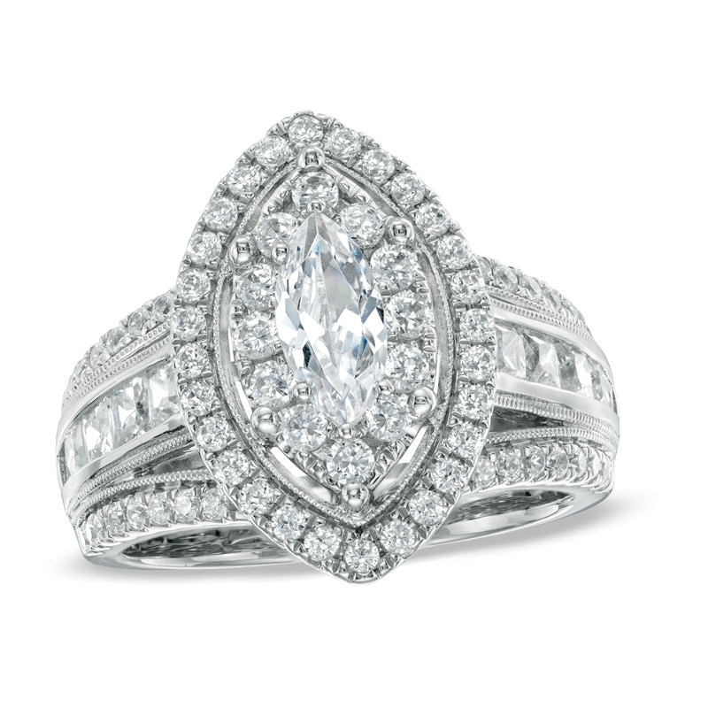 Main Image 1 of Previously Owned - 2 CT. T.W. Marquise Diamond Frame Engagement Ring in 14K White Gold