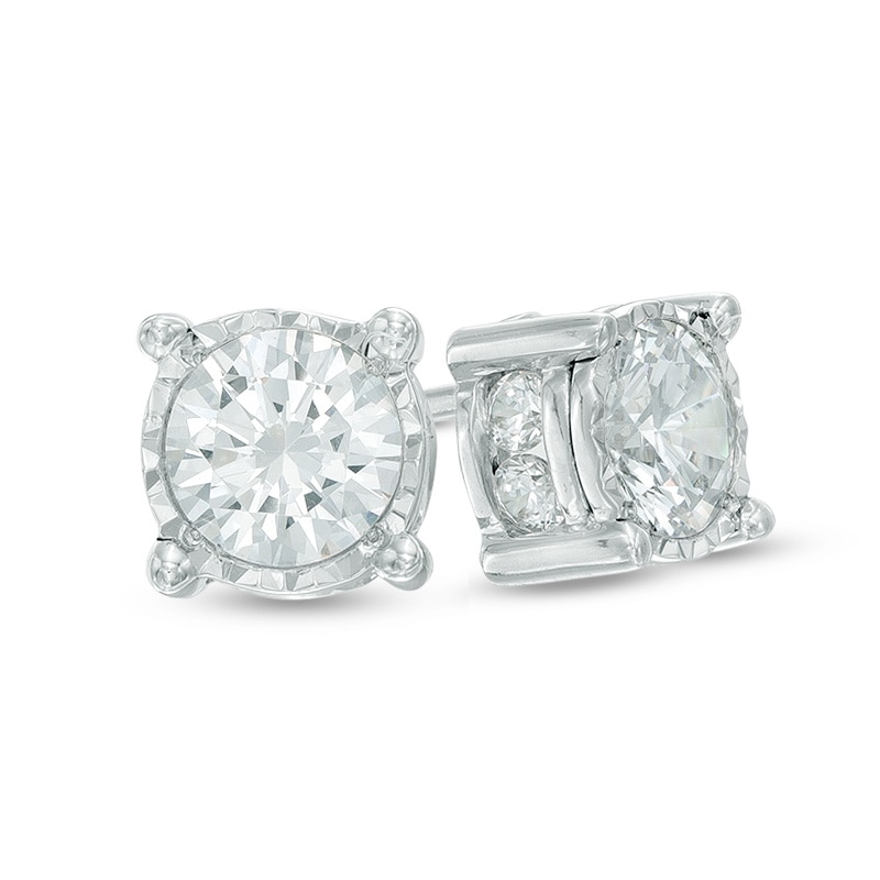Main Image 1 of Previously Owned - 1-1/2 CT. T.W. Diamond Stud Earrings in 10K White Gold