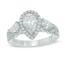 Previously Owned - Vera Wang Love Collection 1-3/4 CT. T.W. Pear-Shaped Diamond Engagement Ring in 14K White Gold