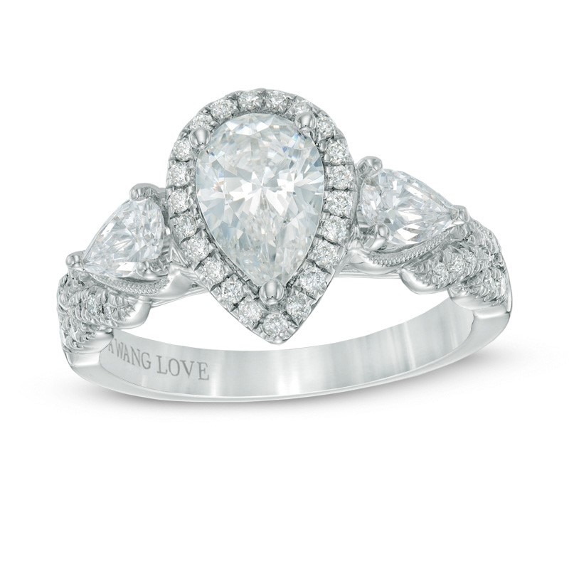 Main Image 1 of Previously Owned - Vera Wang Love Collection 1-3/4 CT. T.W. Pear-Shaped Diamond Engagement Ring in 14K White Gold