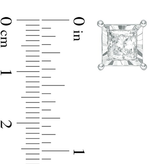 Previously Owned - 2 CT. T.w. Princess-Cut Diamond Stud Earrings in 10K White Gold