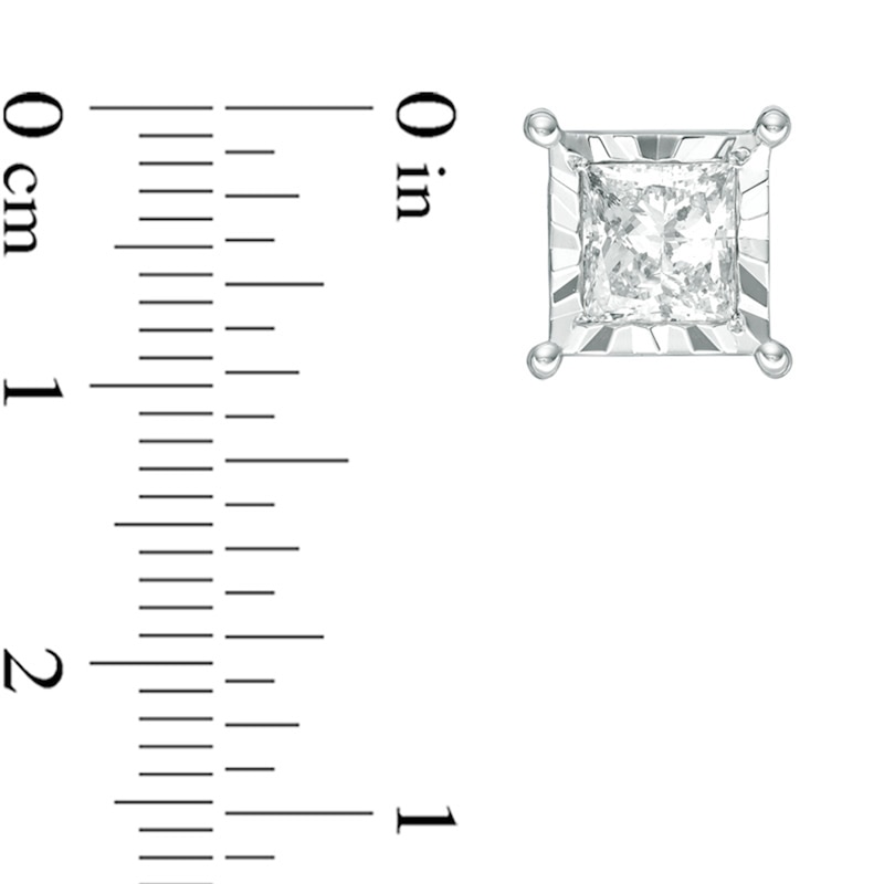Main Image 2 of Previously Owned - 2 CT. T.W. Princess-Cut Diamond Stud Earrings in 10K White Gold